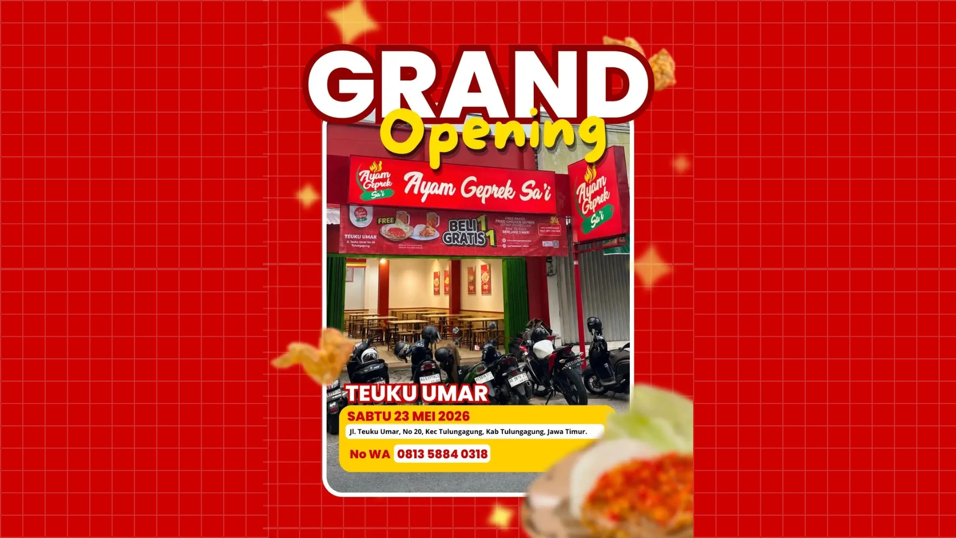 Ayam Geprek Sa'i Kembali Membuka Cabang Baru di Tulungagung