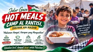Dari Indonesia untuk Gaza, 350 Paket Makanan Hangat Hadir untuk 1.050 Jiwa di Camp Al Rantisi