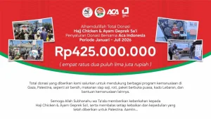 Hajj Chicken & Ayam Geprek Sa’i Salurkan Donasi Rp425 Juta untuk Dukung Kemanusiaan di Palestina